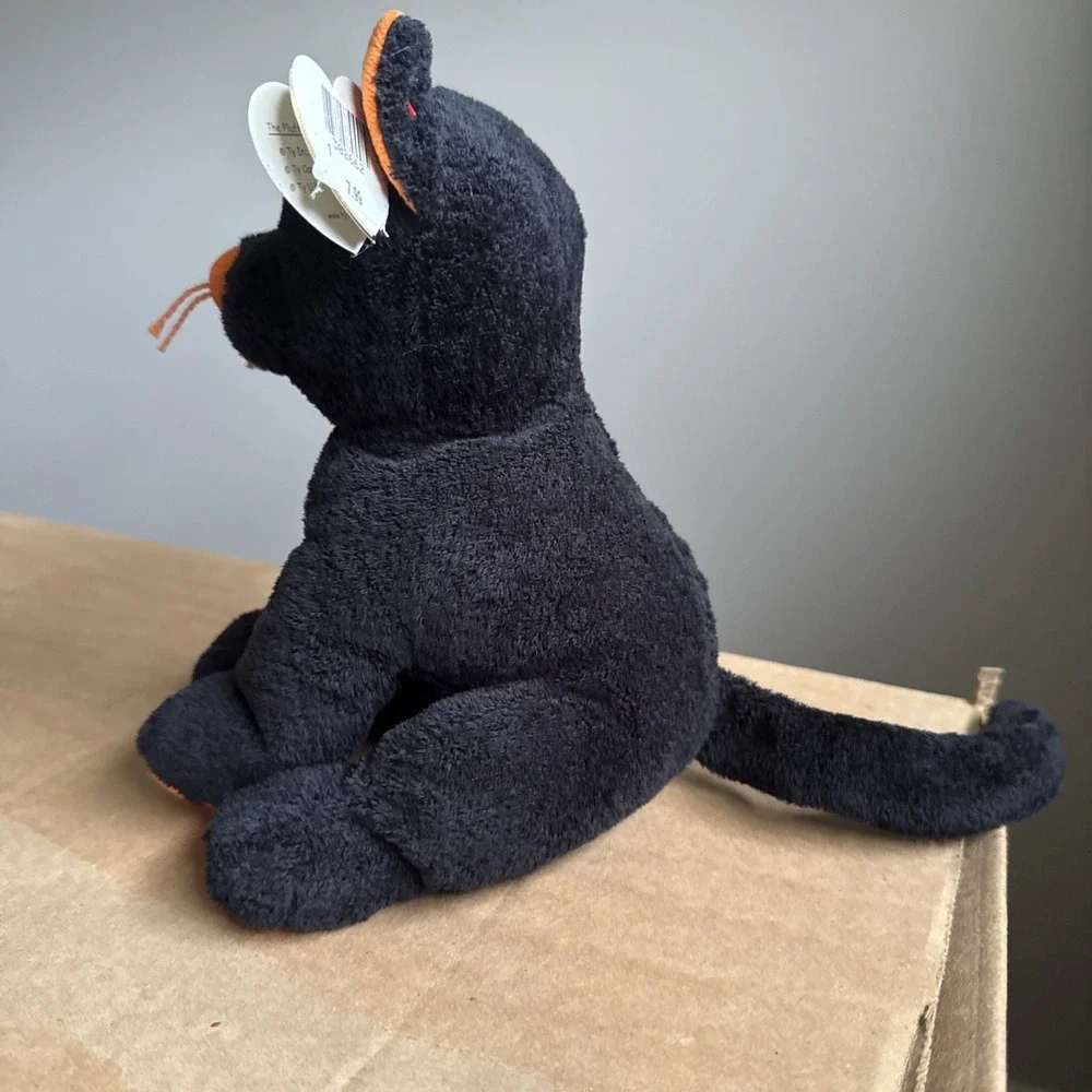 2008‎ Ty Pluffies TRICKERY the Black & Orange Halloween Cat Kitten Plush Tylux